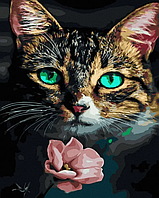 Картина за номерами, (ATG00065), Кіт із квіткою, 40 х 50 см, НикиТошка, (Без коробки)
