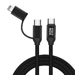 Кабель XON SmartCable Type-C - Type-C/Lightning PD 60W 1м MultiLink Чорний (SC42CL6W2B 531)