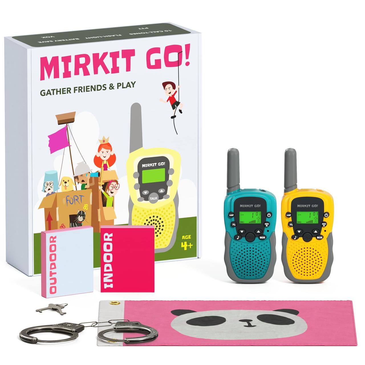 Дитяча гра MIRKIT GO! 2 дитячих портативних рації і наручники безкоштовно та 4 гри: Сищики, Захоплення прапора, поліція, хованки!