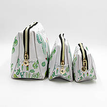 Красива сумка-косметичка Кактус середня, Дорожня косметичка на блискавці, Дорожній органайзер для подорожей топ