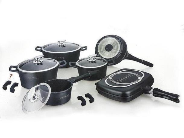 Кастрюли в наборе 15 предметов Royalty Line RL-ES1015M Black