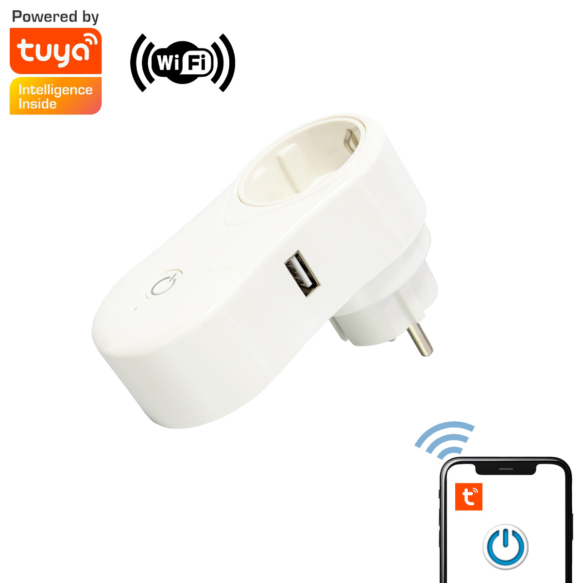 Розумна розетка з таймером WIFI Socket J2 10A 240V +USB розетка вайфай Tuya з дистанційним керуванням