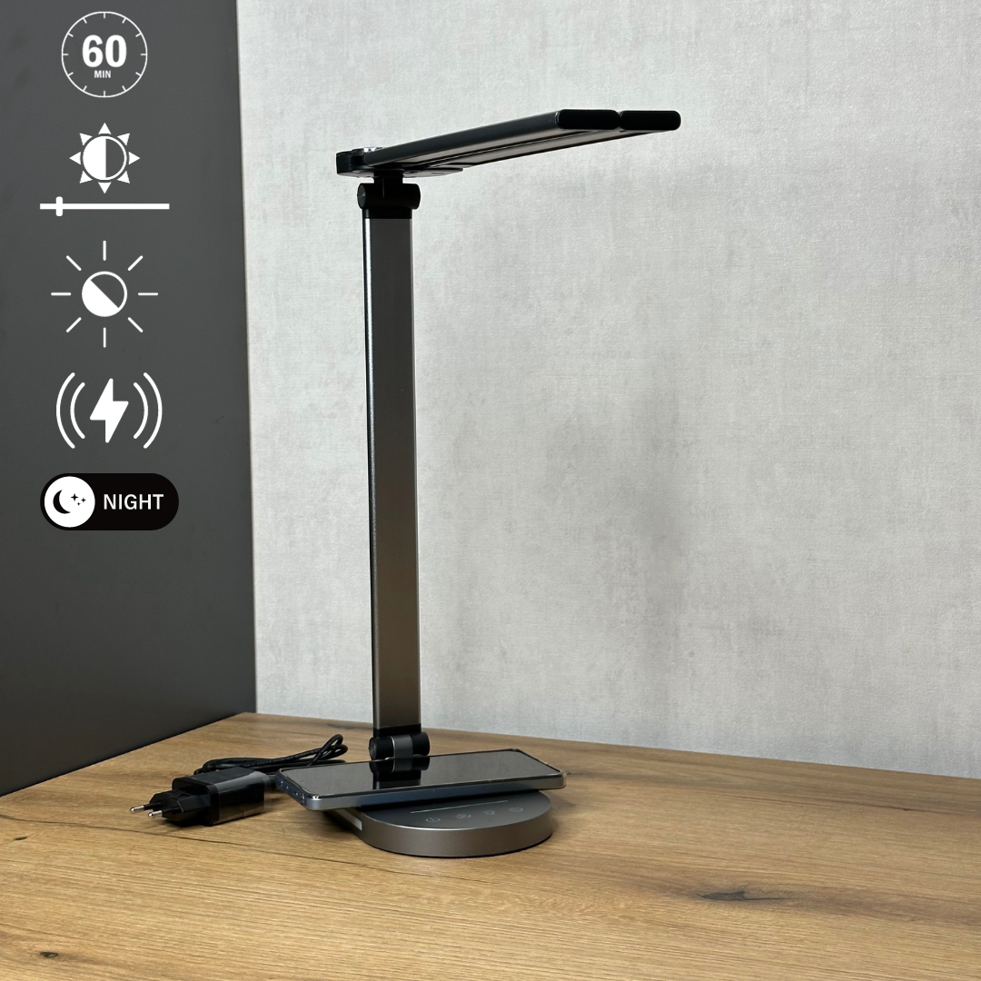 Світильник настільний з бездротовою зарядкою для телефону AA5508GR wireless charge