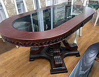 Стол обеденный нераскладной из массива дерева со стеклянной столешницей Мираж РКБ-Мебель, цвет на выбор