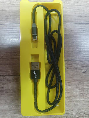USB кабель iPhone 5 Магнітний (2000 mAh, плетіння Пітон, 360 град.) (4you) Black, фото 2