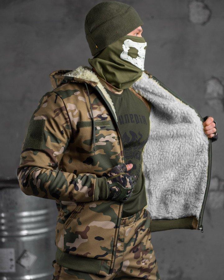 Военно-полевой костюм мультикам Softshell тактическая зимняя форма утепленная овечьим мехом Shredder arn - фото 6 - id-p2058534381