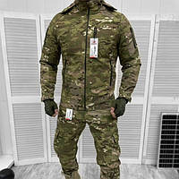 Тактический зимний костюм Combat мультикам военная форма софтшел утепленная двойным флисом L arn