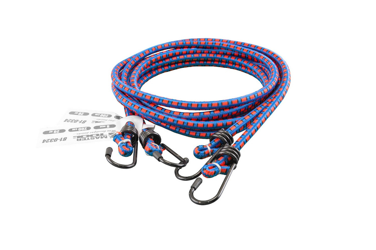 Стяжка вантажу MASTERTOOL гумова Ø 8 мм 200 см набір 2 шт 81-0324, фото 1