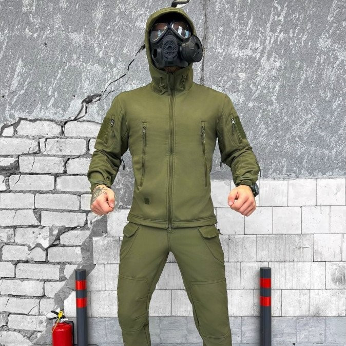 Тактический мужской весенний костюм с усиленными коленями штурмовая форма softshell Олива arn - фото 1 - id-p2058534440