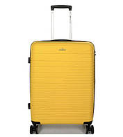 Качественный большой дорожный чемодан L цвет желтый полипропилен Madisson чемодан на 4 колесах большой L