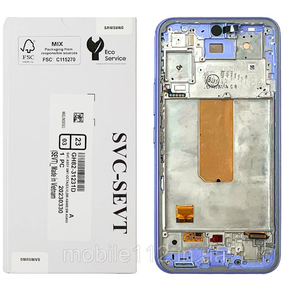 Екран (дисплей) Samsung Galaxy A54 A546 з тачскріном оригінал 100% з фіолетовою рамкою
