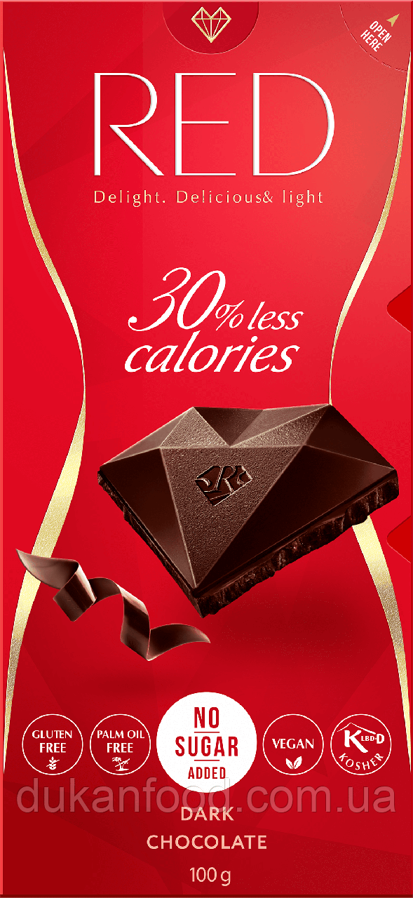 Чорний шоколад без цукру, Red Delight, 100 г