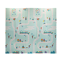 Детский игровой двухсторонний коврик Город и Мишка 200х180х0.8см p