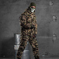 Зимний мужской тактический костюм Горка военная форма рип-стоп на флисовой подкладке пиксель L arn
