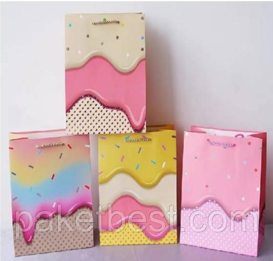 Картонний Пакет "Мікс 4 кольори" 26х32х12 см