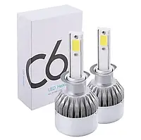 Автолампа LED C6 H1 Лед лампа в фары Светодиодная лампа для авто Комплект автомобильных ламп белая коробка p