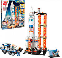 Конструктор набор детский игрушечный для мальчиков пластиковый Космическая станция на 632 детали