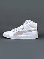 Женские зимние кроссовки Puma Corduroy Classic Mid White Winter Fur (белые) высокие стильные кеды 7613 Пума