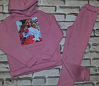 Детский теплый спортивный костюм на девочку цвет розовый (Плотная,теплая ткань,не кашлатится) "Барби"