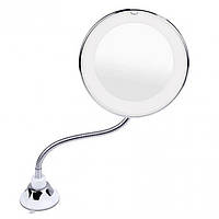 Зеркало с LED подсветкой круглое Flexible на присоске гибкий держатель увеличение Х10 360 7 дюймів WO-30 p