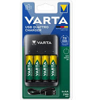 Зарядное устройство Varta Value USB Quattro Charger + Аккумулятор NI-MH AA 2100 мАч, 4 шт.