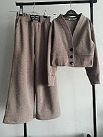 Стильный,брючный костюм для девочки,кофта и штаны палаццо "Диагональ" мокко