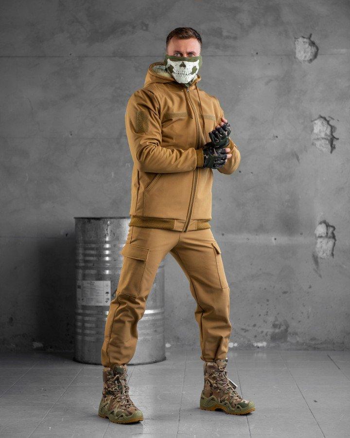 Военный зимний костюм Shredder Койот тактическая и форменная одежда утепленная овечьим мехом Softshell L arn - фото 7 - id-p2058534804