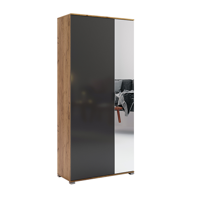 Сучасна маленька розпашна шафа з дзеркалом для верхнього одягу в передпокій, коридор 80 см Луна Миро-Марк, фото 1