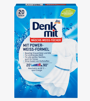 Салфетки проти передачі кольорів для білих речей Denkmit White 20 шт