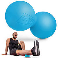 Силиконовый массажный двойной мяч 63 мм Hop-Sport HS-S063DMB голубой p