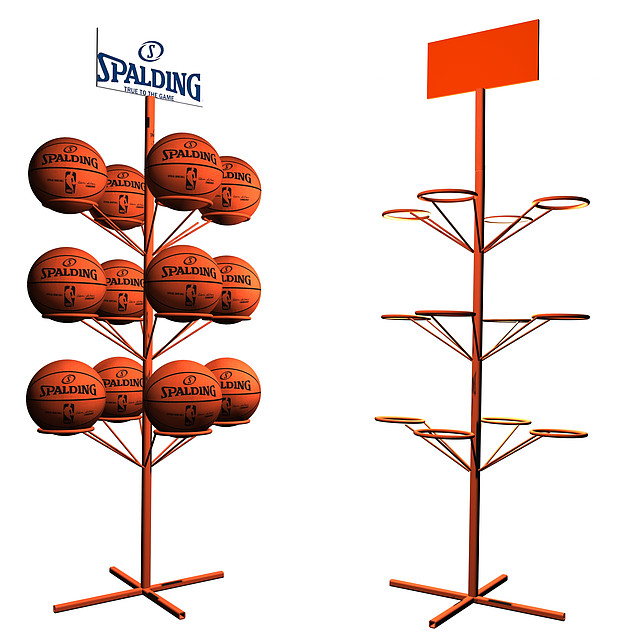 Підлогова торгова металева стійка для м’ячів, 6 тримачів, під замовлення оптом, фото 1