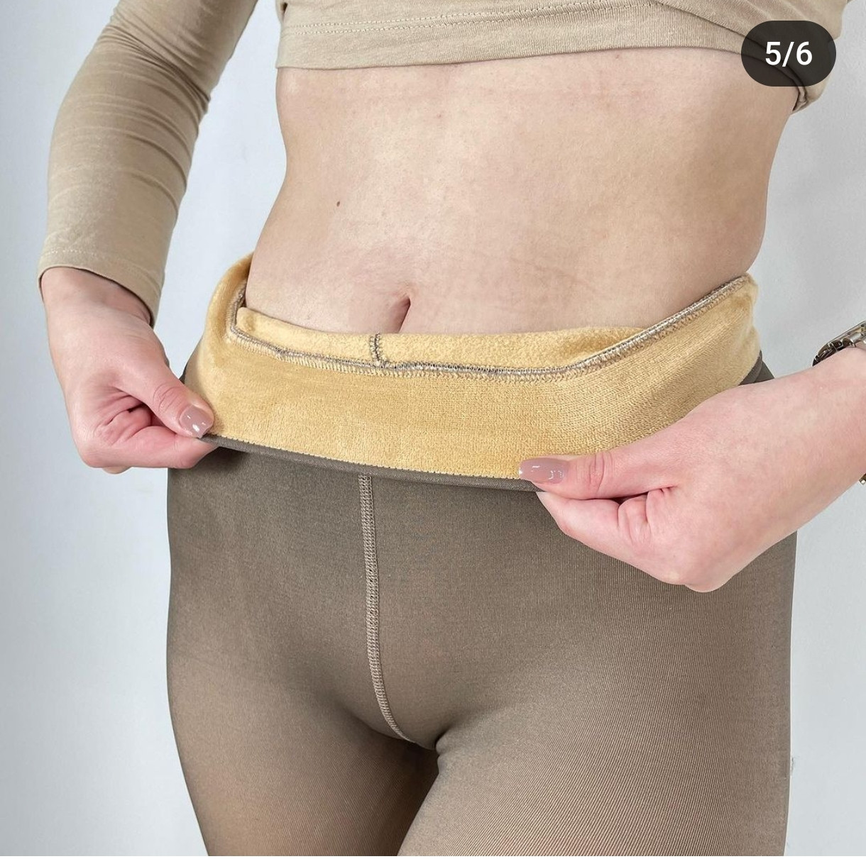 Термо колготки на флісі коричневого кольору, фото 1