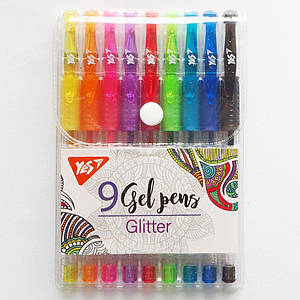 Набір гелевих ручок YES "Glitter" 9 шт.