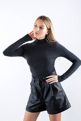 Лонгслів жіночий в рубчик сірий  5123X (2000000121796)