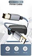 Кабель USB type A - USB type B  USB 2.0 3m Шнур сканера   принтера для HP Canon Epson Dell Lexmark