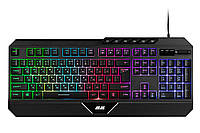 Игровая компьютерная клавиатура с RGB подсветкой 11 сценариев и программным обеспечением. Цвет чёрный