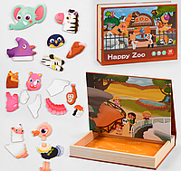 Двосторонняя доска с магнитными пазлами "Зоопарк" , с карточками, магнитные пазлы, набор пазлов