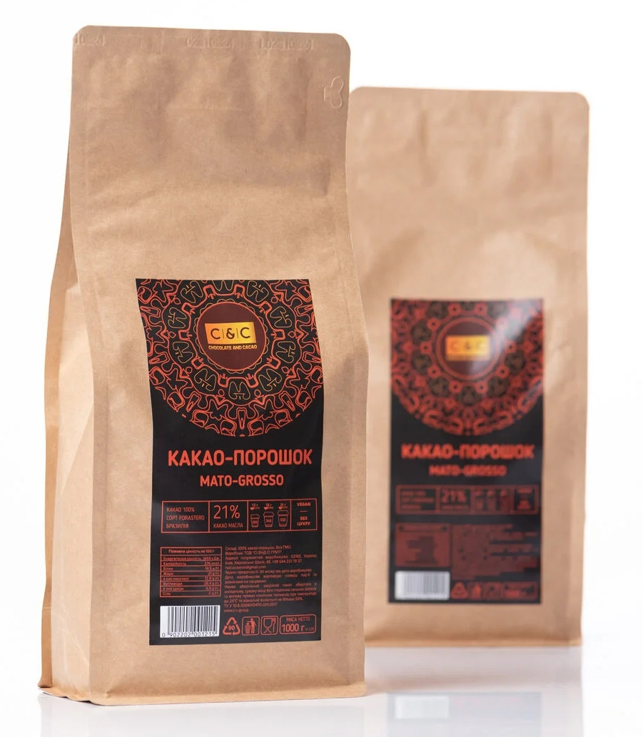 Какао-порошок MATO-GROSSO 21% від C&C, 1кг (без цукру)
