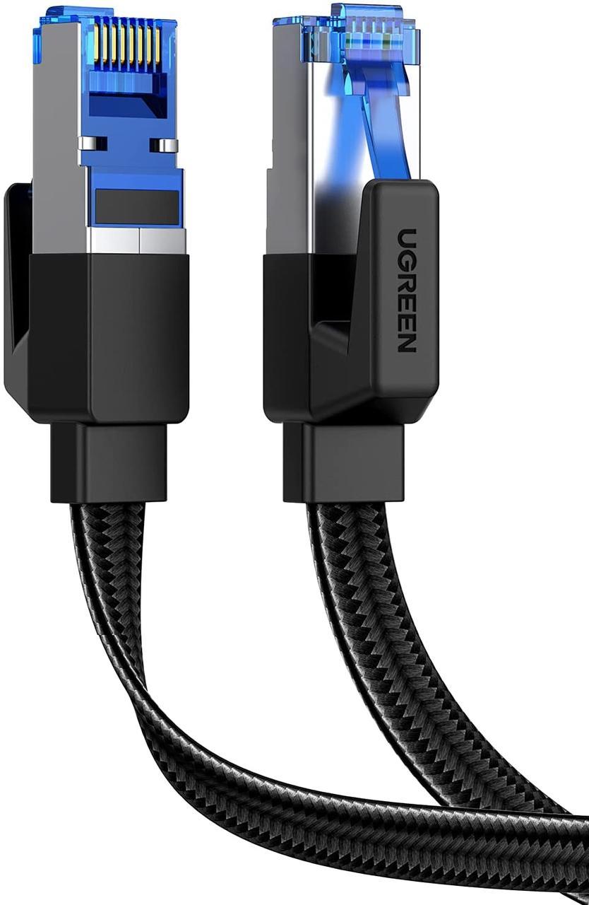 Високошвидкісний плоский плетений інтернет-кабель RJ45 Ethernet Cat 8 40 Гбіт/с UGREEN NW190 0.5 метра 40168