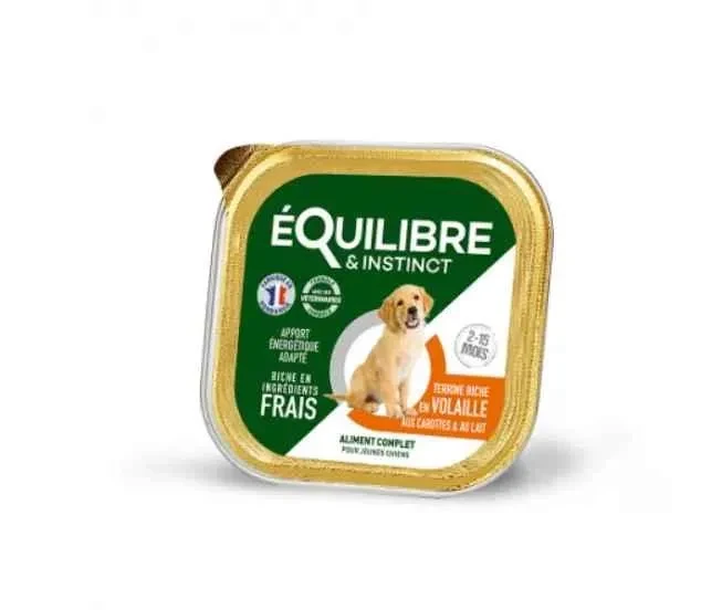 Паштет для цуценят eQuilibre&Instinct птиця морква та молоко 150 г (11 шт.)
