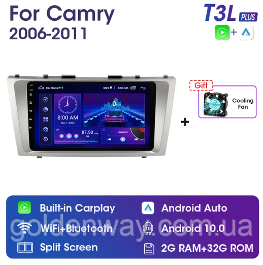 Штатна автомагнітола Android для Toyota Camry 7 XV 40 50 2006-2011 T3L plus DSP 2/32 Гб WiFi Carplay