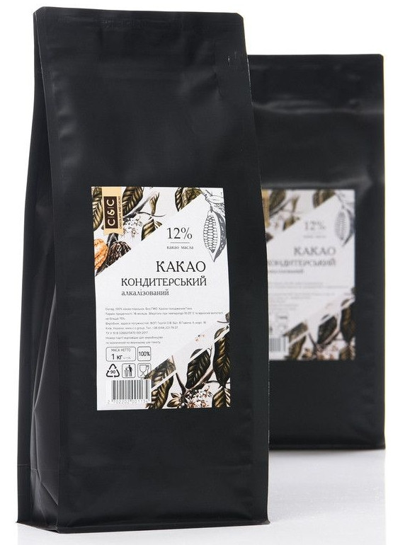 Какао-порошок кондитерський 12% від C&C, 1кг (алкалізований какао-порошок для випічки)