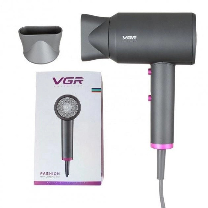 Професійний потужний фен VGR V 400 з холодним і гарячим повітрям для укладання волосся з насадкою