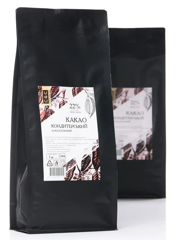 Какао-порошок кондитерський 22% від C&C, 1кг (алкалізований Какао-порошок для випічки 22% жирності)