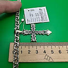 Комплект срібний ланцюжок бісмарк і хрест без розп`яття 925 проба чорніння, фото 7