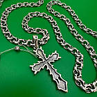 Комплект срібний ланцюжок бісмарк і хрест без розп`яття 925 проба чорніння, фото 3