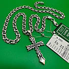 Комплект срібний ланцюжок бісмарк і хрест без розп`яття 925 проба чорніння, фото 4