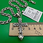 Комплект срібний ланцюжок бісмарк і хрест без розп`яття 925 проба чорніння, фото 5