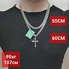 Комплект срібний ланцюжок бісмарк і хрест без розп`яття 925 проба чорніння, фото 6