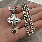 Чоловічий срібний комплект Бісмарк з хрестиком на розп'ятті: ланцюжок 7 мм, чорніння (40 г, 925), фото 2